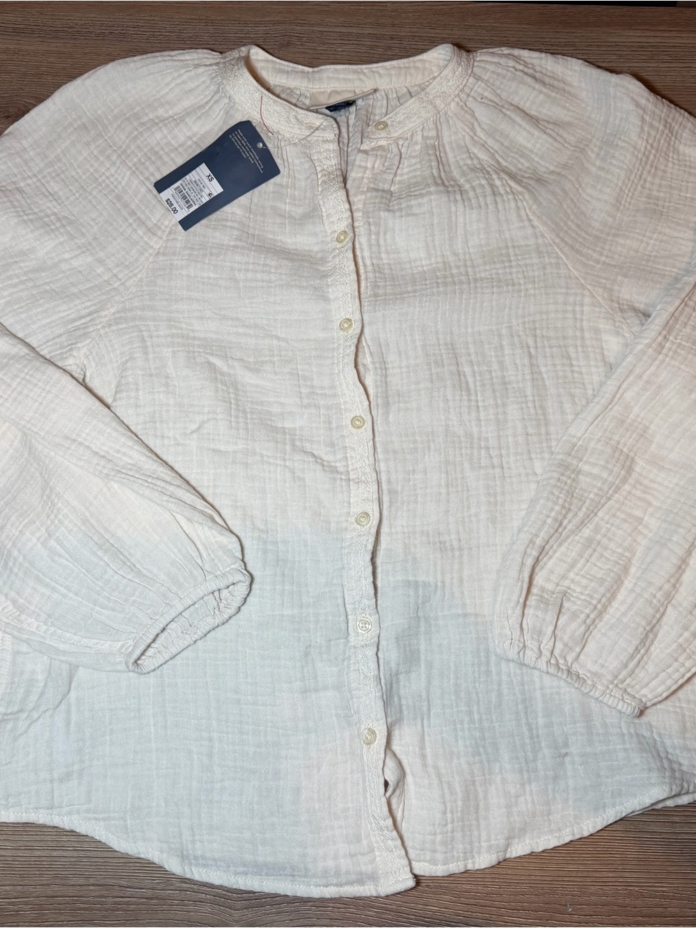 Universal Thread Cream Button-Front Gauze Top